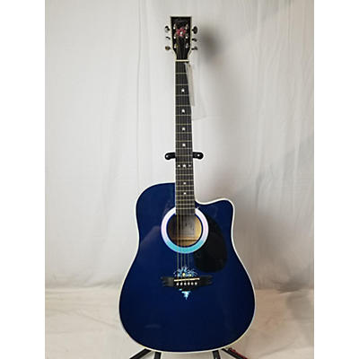 Esteban Used 2007 Esteban American Legacy Fireworks Cutaway Navy W/ Multicolor Firework Decal Acoustic Guitar