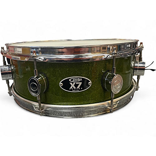 Used 2008 PDP by DW 5X14 x7 green sparkle Drum green sparkle 8