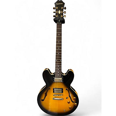 Used 2009 Epiphone Dot Deluxe Flametop Tobacco Sunburst Hollow Body Electric Guitar