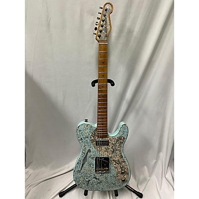 Used 2009 James Trussart Steelcaster Deluxe Blue Paisley W/White Paisley Guard Hollow Body Electric Guitar
