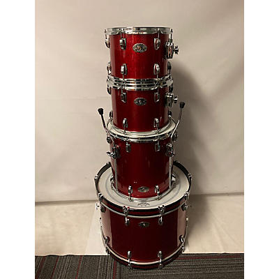 Used 2009 Ludwig 4 piece 100th Anniversary Classic Maple Red Sparkle Drum Kit