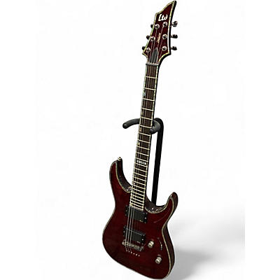 Used 2010 ESP H1001 Deluxe Trans Crimson Red Solid Body Electric Guitar