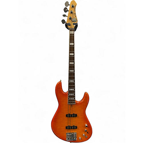 Used 2010 Fodera N.Y.C Empire Bass Transparent Orange Burst Electric Bass Guitar Transparent Orange Burst