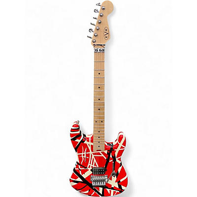 Used 2010s EVH Striped Series Red with Black and White Stripes Solid Body Electric Guitar
