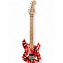 Used 2010s EVH Striped Series Red with Black and White Stripes Solid Body Electric Guitar Red with Black and White Stripes