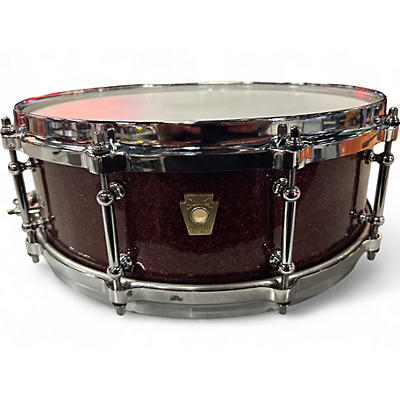 Used 2010s Ludwig 14in Classic Maple Snare Red Sparkle Drum