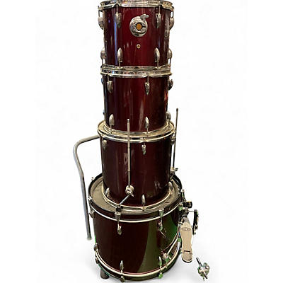 Used 2010s Ludwig 5 Piece Accent Combo 5-Piece Crimson Red Trans Drum Kit