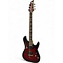 Used 2010s Schecter Guitar Research Demon 6 Crimson Red Burst Solid Body Electric Guitar Crimson Red Burst