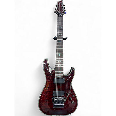 Used 2010s Schecter Guitar Research Hellraiser C7 Floyd Rose Black Cherry Solid Body Electric Guitar
