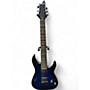 Used 2010s Schecter Guitar Research omen elite 7-string Trans Blue Solid Body Electric Guitar Trans Blue