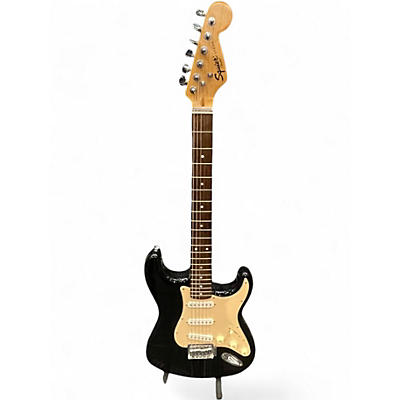 Used 2010s Squier Standard Stratocaster Black Solid Body Electric Guitar