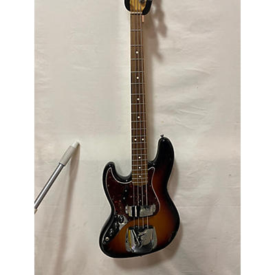 Fender Used 2011 Fender American Standard Jazz Bass Left Handed 3 Color Sunburst Electric Bass Guitar