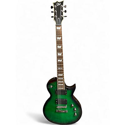 Used 2012 ESP LTD EC330FM See-Thru Green Solid Body Electric Guitar