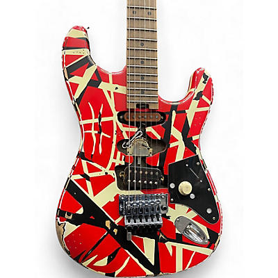 EVH Used 2012 EVH Striped Series Frankie Red with Black and White Stripes Solid Body Electric Guitar