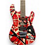 Used EVH Used 2012 EVH Striped Series Frankie Red with Black and White Stripes Solid Body Electric Guitar Red with Black and White Stripes