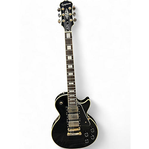 Used 2012 Epiphone Les Paul CUSTOM PRO Black Beauty 3 Black Solid Body Electric Guitar Black