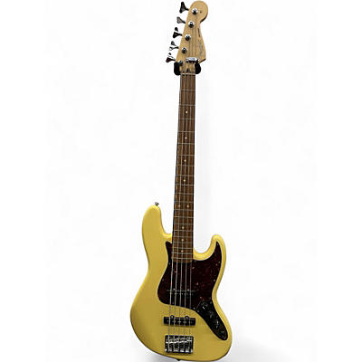 Used 2012 Fender Deluxe Active Jazz Bass V 5 String Vintage White Electric Bass Guitar