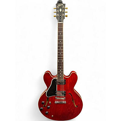 Used 2012 Gibson Custom Shop ES335 Left Handed Satin Red Hollow Body Electric Guitar