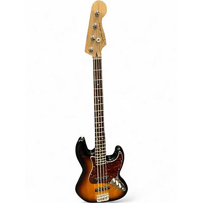 Used 2012 Squier Jazz Bass Deluxe 3 Tone Sunburst Electric Bass Guitar