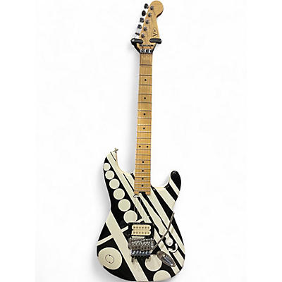Used 2014 EVH Stripe Series Circles Black and White Solid Body Electric Guitar
