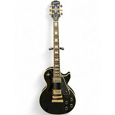 Used 2014 Epiphone Les Paul Custom Pro Black and Gold Solid Body Electric Guitar
