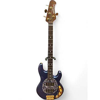 Used 2014 Ernie Ball Music Man StingRay HH Limited All-Rosewood Neck Metallic Pace Car Blue Electric Bass Guitar