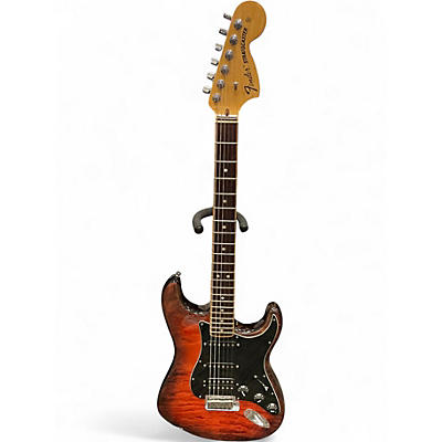 Used 2014 Fender DEALER EVENT SELECT STRATOCASTER RED/BLACK FLAME Solid Body Electric Guitar