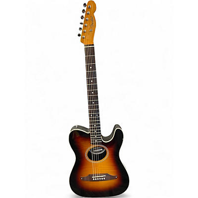 Used 2014 Fender Telecoustic Premier Flamed 3-Tone Sunburst Acoustic Electric Guitar