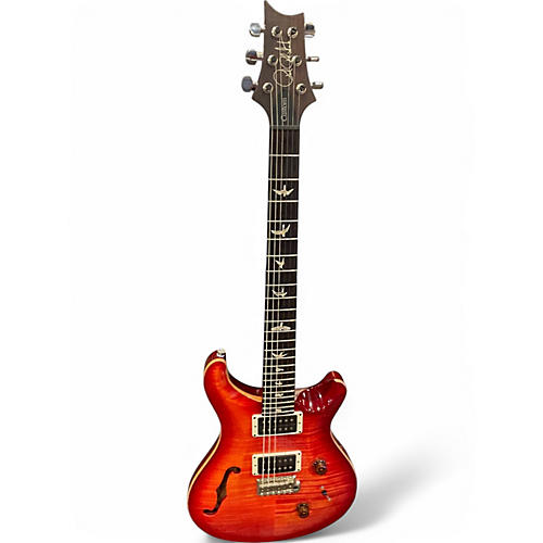 Used 2014 PRS Wood Library Custom 24 10 Top Blood Orange Solid Body Electric Guitar Blood Orange
