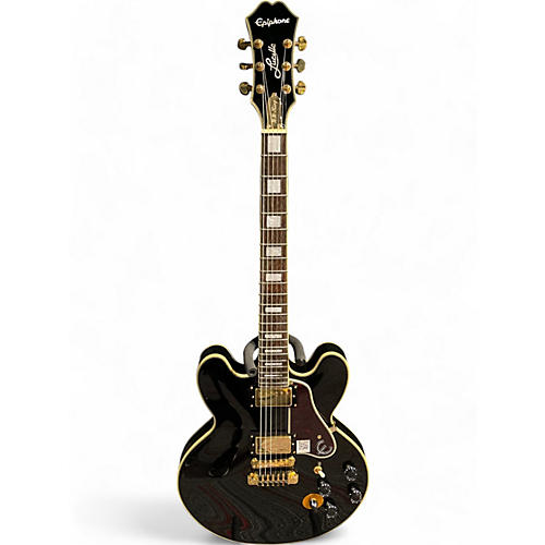 Used 2015 Epiphone BB King Lucille Black and Gold Hollow Body Electric Guitar Black and Gold