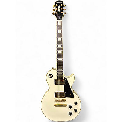 Used 2015 Epiphone Les Paul Custom Pro Alpine White Solid Body Electric Guitar