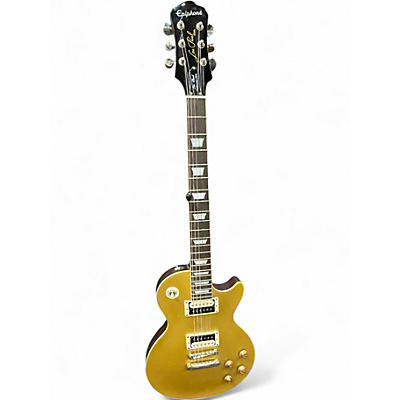 Used 2015 Epiphone Limited Edition Les Paul Traditional Pro Metallic Gold Solid Body Electric Guitar