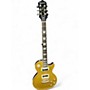 Used 2015 Epiphone Limited Edition Les Paul Traditional Pro Metallic Gold Solid Body Electric Guitar Metallic Gold