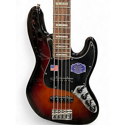 Used 2015 Fender American Deluxe Jazz Bass V 3 Color Sunburst Electric Bass Guitar