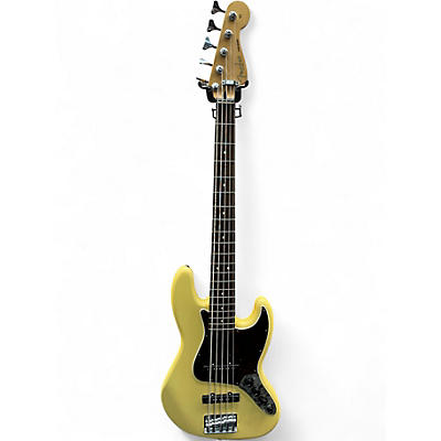 Used 2015 Fender Mexican Deluxe Jazz Bass V Vintage White Electric Bass Guitar