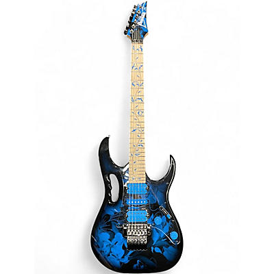Used 2015 Ibanez JEM77P Steve Via Signature Blue Floral Pattern Solid Body Electric Guitar