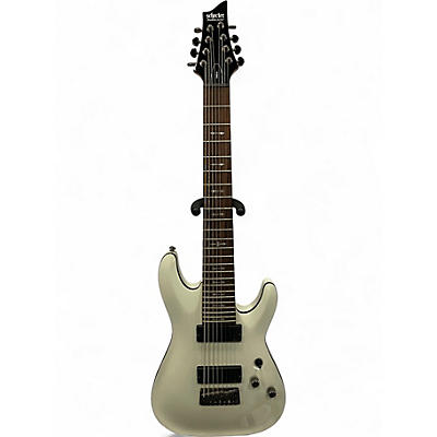 Used 2015 Schecter Guitar Research Omen 8 Vintage White Solid Body Electric Guitar