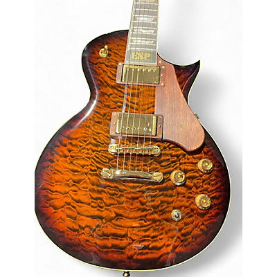 Used 2016 ESP USA Eclipse Tiger Eye BURST Solid Body Electric Guitar