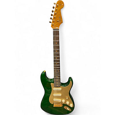 Used 2017 Fender CUSTOMSHOP WILDWOOD WW10ARTISAN QMT STRAT - EGT Emerald Green Solid Body Electric Guitar