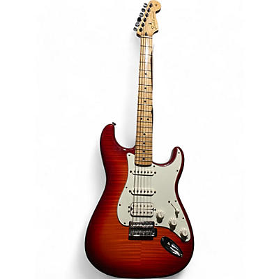 Fender Used 2017 Fender Standard Stratocaster HSS Plus Top Aged Cherry Burst Solid Body Electric Guitar