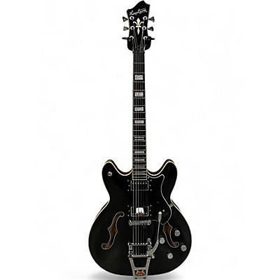 Used 2017 Hagstrom Viking Deluxe Black Hollow Body Electric Guitar