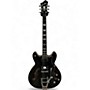 Used 2017 Hagstrom Viking Deluxe Black Hollow Body Electric Guitar Black