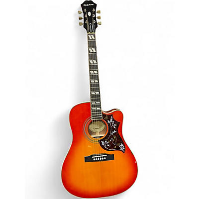 Used 2018 Epiphone Humminbird Performer Pro Faded Cherry Acoustic Electric Guitar