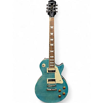 Used 2018 Epiphone Les Paul Traditional pro iii plus Trans Blue Solid Body Electric Guitar