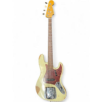 Used 2018 Fender Custom Shop 1960s Jazz Bass Heavy Relic Aged Olympic White Electric Bass Guitar