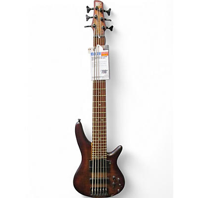 Used 2018 Ibanez SR876 Brown Topaz Burst Electric Bass Guitar