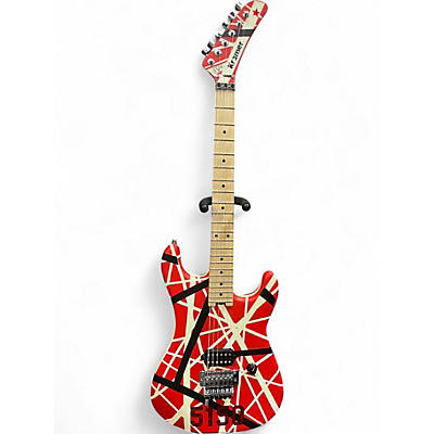 Used 2019 EVH Striped Series 5150 Red with Black and White Stripes Solid Body Electric Guitar