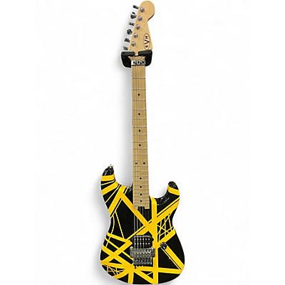 Used 2019 EVH Striped Series BLACK WITH YELLOW STRIPES Solid Body Electric Guitar