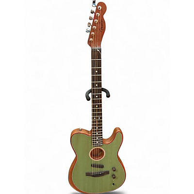Used 2019 Fender American Acoustasonic Telecaster Translucent Surf Green Acoustic Electric Guitar