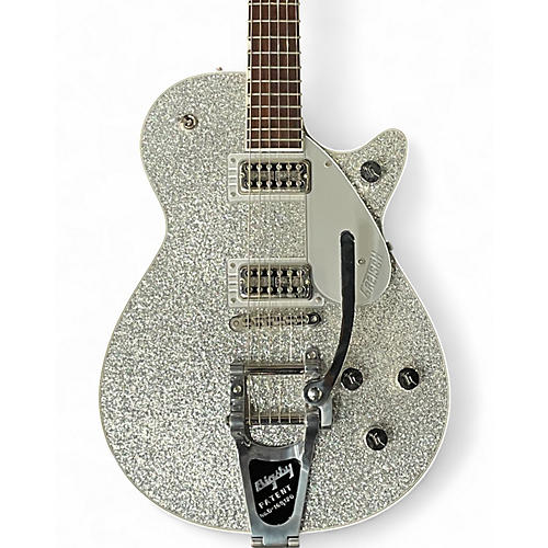 Used 2019 Gretsch Guitars G6192T-PE Player's Edition Duo Jet Silver Sparkle Hollow Body Electric Guitar Silver Sparkle